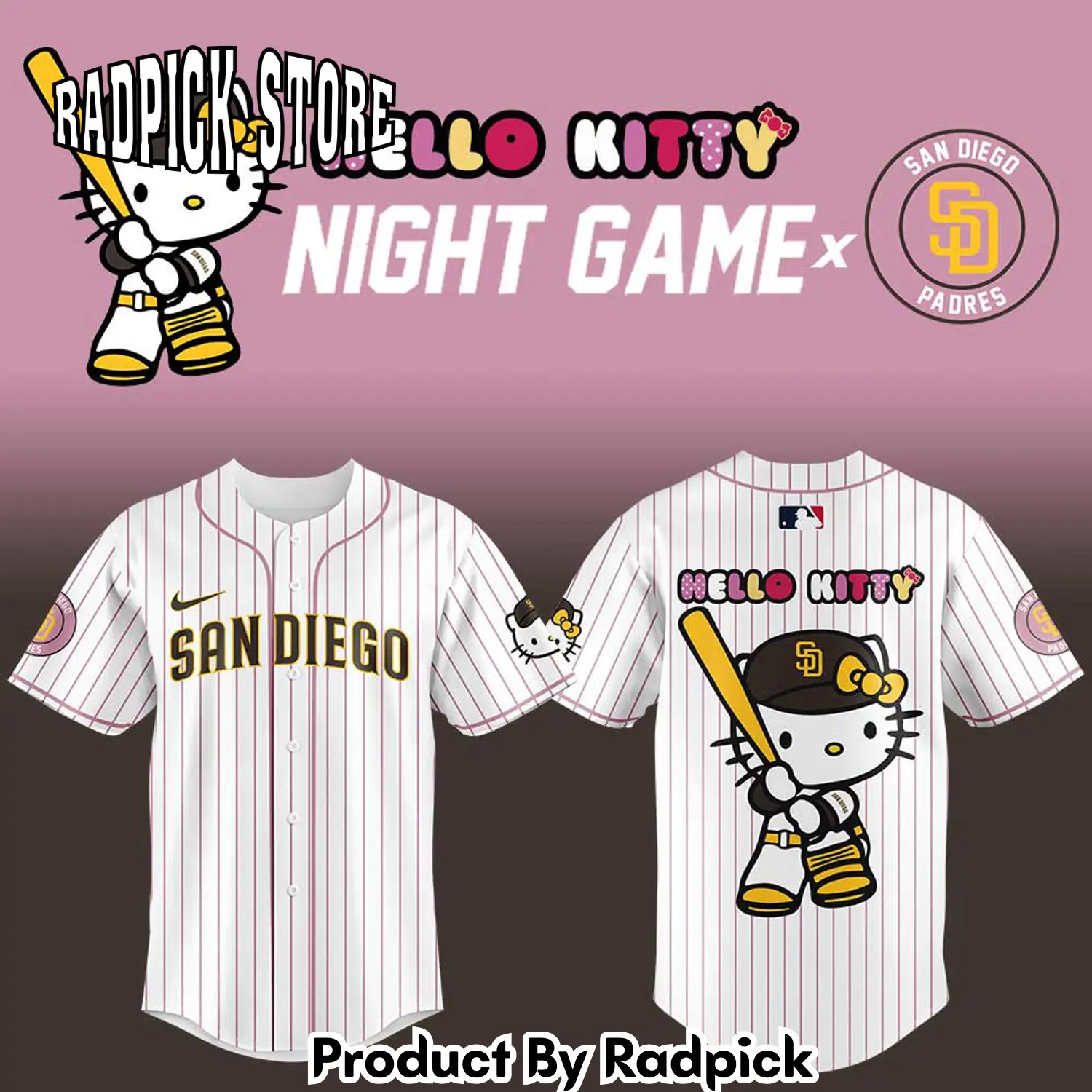Radpick san diego padres x hello kitty night game v2 baseball jersey rp127160